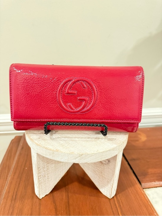 Gucci Handbags - Gucci Red Patent Leather Wallet with COA